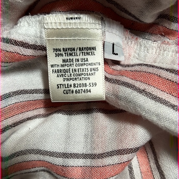 Anthropologie Cloth & Stone Orange Plaid and Striped Printed Flannel - Picture 4 of 4